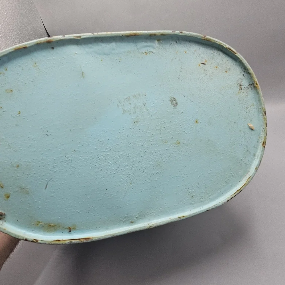 French Paris Maison Farmhouse Robins Egg Blue Wood Handle Bucket Distressed